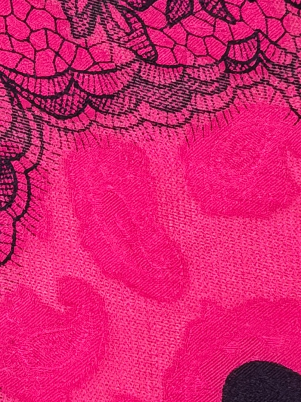 Givenchy Pink and Black Lace-Print Scarf - Picture 9 of 10